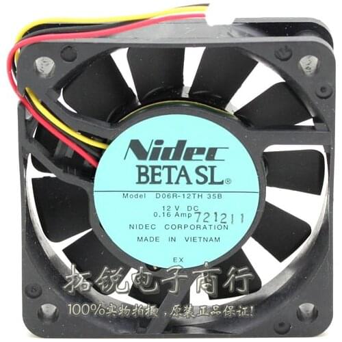 Nidec D06R-12TH 35B DC 12V 0.16A 60x60x15mm 3-Wire Server Cooling Fan