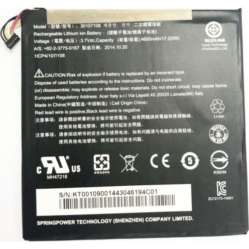 4600mah 30107108 battery for acer A1-840-131U A1-840FHD-10G2 Iconia A1-840FHD-197C Iconia A1-840
