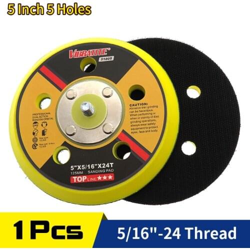 5 Inch 125mm 5-Hole DA Sanding Pad Sander Backing Pad 5/16"-24 Thread Hook and Loop Sanding Disc Sanding Pad