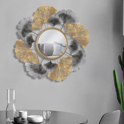 74cm Flower Shape Decorative Mirror Metal Innovative Art Decoration Round Mirror Home Bedroom Decorative Mirrors Wall Mirror