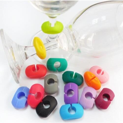 8PCS Mini Circle Silicone Wine Glass Marker Cup Identification Ring Recognizer Label Rubber Marker For Home Party Banquet