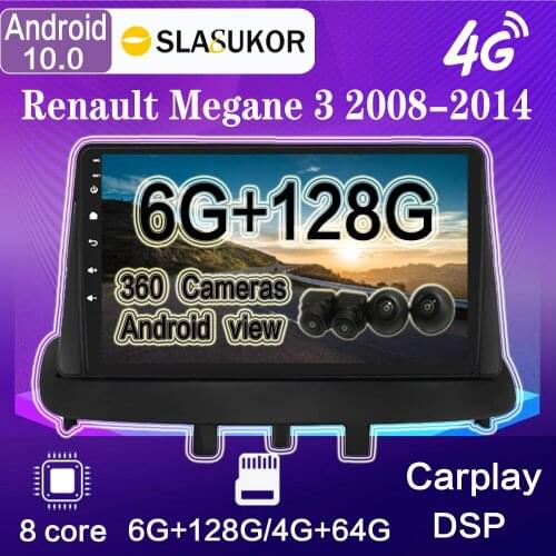 6+128G 9'' Android 10 For Renault Megane 3 DSP IPS Car Multimedia Auto Radio 2008-2014 Navi GPS Navigation 4G LTE Stereo Video
