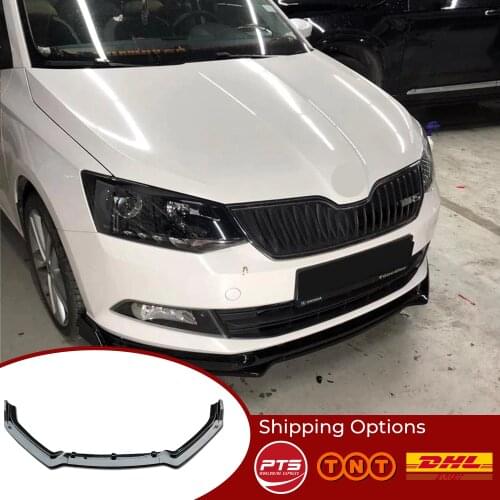 For Skoda Fabia 2014 2015 2016 2017 2018 2019 Accessories Car Front Bumper Lip 3 pcs Black Splitter Diffuser Body Kit Spoiler