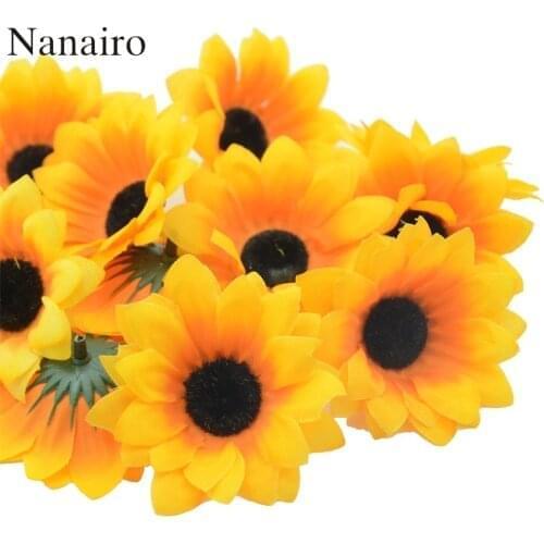50pcs 7cm Large Silk Sunflower Artificial Flower Head For Wedding Box Decoration Headmade Scrapbooking Accessories Fake flowers