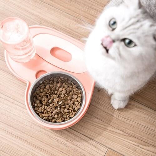 Pet Automatic Feeders Dog Non-slip Food Container Fountain Heart-shaped Cat Feeding Bowl Drinking Bottle Dispenser Supplies