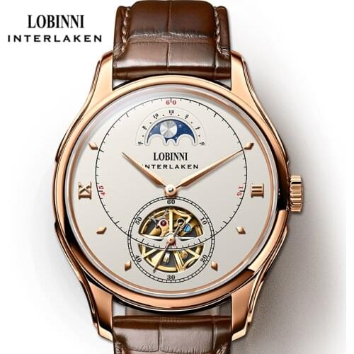 LOBINNI Top Brand Men Business Watch Seagull Movement Mechanical Clock Sapphire Glass Waterproof 50m Mens Wristwatch Reloje