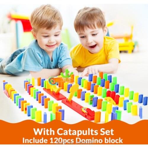 Colorful 120pcs Domino Blocks Elevator Springboard Bridge Catapult dominoes Set manipulative ability Gift toys for children Kids