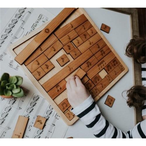 Kids Wooden Toys Classical Music Puzzles Educational Toys For Children Fraction Bars Musical Notes Conversations Puzzles Toys