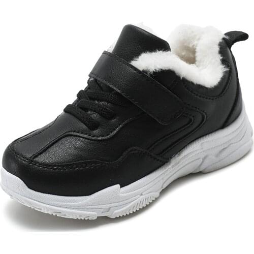 2019 New Winter Kids Sports Shoes Children Casual Boys Plush Sneaker Fashion White Black Boots 3 4 5 6 7 8 9 10 11 12 Year Old