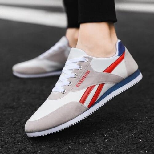 Mens Flat Running Shoes Blue Stripe PU Sport Shoes For Male Lightweight Trainers Gym Shoes Men Sneakers Size 39-44 Zapatillas
