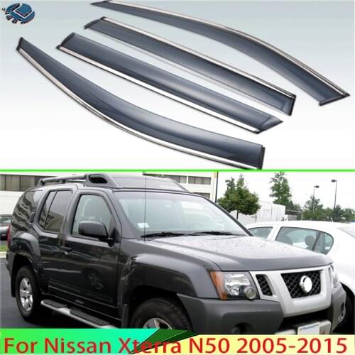 For Nissan Xterra N50 2005-2015 Plastic Exterior Visor Vent Shades Window Sun Rain Guard Deflector 4pcs