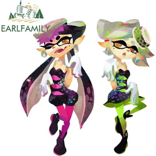 EARLFAMILY 13cm x 11.7cm for Splatoon Cartoon Car Assessoires Stickers Waterproof Sunscreen Decal Refrigerator Trunk Decoration