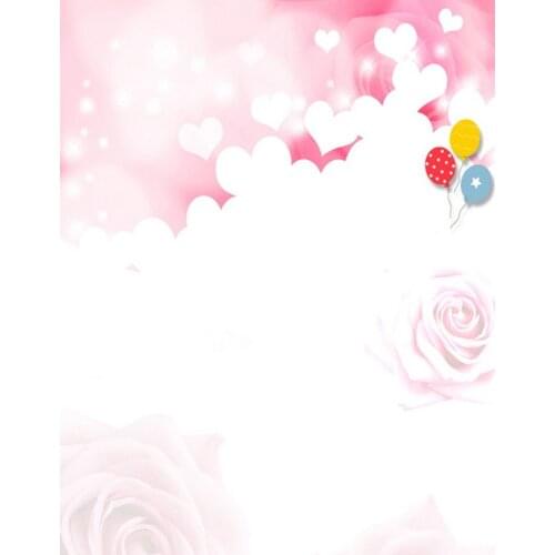 Love Heart Balloon Pink Rose Flowers Photography Backdrops Photo Props Studio Background 5x7ft