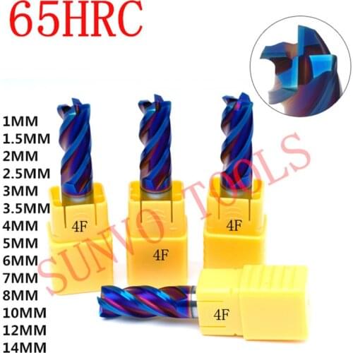 1mm 2mm 3mm 4mm 6mm 8mm 10mm 4 Flutes HRC65 Tungsten Carbide CNC Milling Nose Radius Cutters, Milling Tools, Carbide End mill