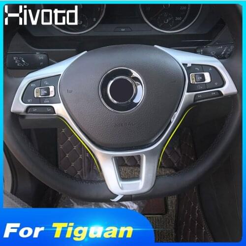 Hivotd For volkswagen VW Tiguan MK2 2020-2017 Steering Wheel Cover ABS Carbon Interior Mouldings Trim car accessories Styling