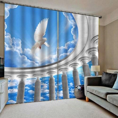 Customized size Luxury Blackout 3D Window Curtains roman blue sky curtains blackout curtain