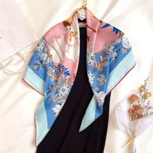 KOI LEAPING new Retro flower fashion Hand stitch twill silk 90 large square scarf decorative silk scarf shawl gift