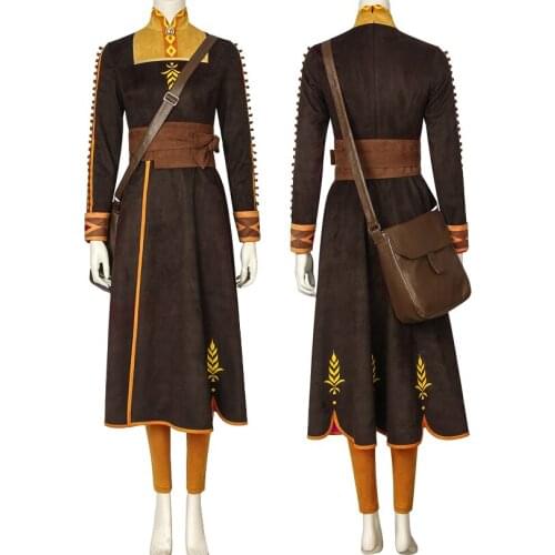 Movie Ice Snow Queen 2 Cosplay Princess Anna Costume Adult Women Ball Gown Fancy Halloween Party Dress