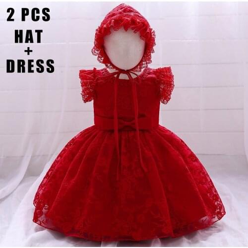 Red Newborn 1 Year Birthday Baby Girl Dresses Baptism Princesss Dress Christening Wedding Party Pageant Dress Toddler Bebes