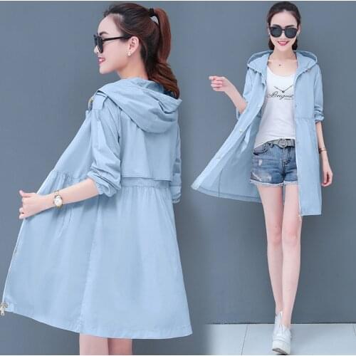 Summer Long Jacket Women Cardigan Hooded Sunscreen Coat Plus Size Jacket Perspective Beach Ladies Jacket Sun Protection Clothing