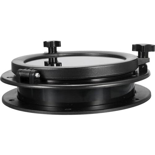 21cm Hatch Boat Porthole Black Opening Easy Install Accessories Car Round Durable ABS Universal Window Replacement Pre Drilled