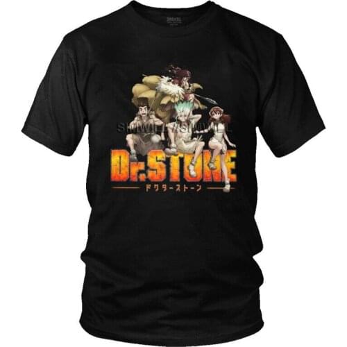 Manga Dr Stone T Shirt Men Short Sleeve 100% Cotton T-shirts Japan Anime Tee Tops Graphic Tshirts Gift Idea