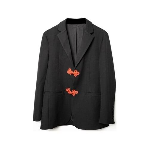 Mens suits style Yohji slim dark plate buckle Chinese style