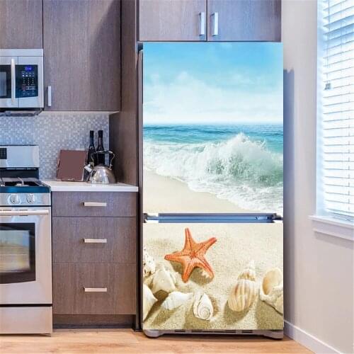 Fridge Stickers Refrigerator Cover 3D Wallpaper Adhesive Vinyl Wardrobe Sticker Kitchen Decor Decal Home Decor Mural Wall Poster