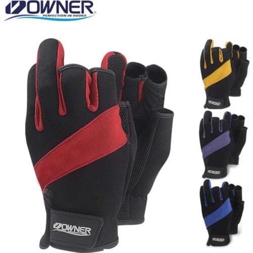 Owner Anti-slip Fishing Gloves cut three figner High-quality fabrics Comfort Fishing fingerless gloves