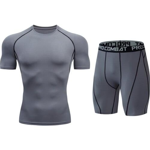 2020 new mens fitness sports clothing gym workout muscle quick-drying suit tight breathable fitness clothes