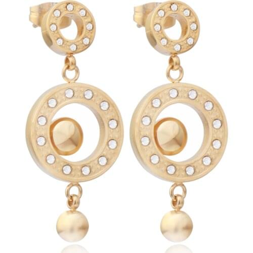 Wholesale price Rhinestone 316L Stainless Steel Jewelry Crystal Women Gold Earrings