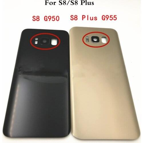 Original Back Glass For Samsung Galaxy S8 G950 G950F & S8 Plus G955 G955F Battery Cover Rear Door Housing with Camera Lens
