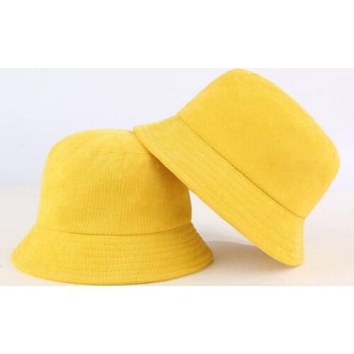Blank Corduroy Bucket Hat For Women Spring Autumn Plain Men Panama Outdoor Hiking Beach Fishing Cap Sunscreen Female Sunhat Bob
