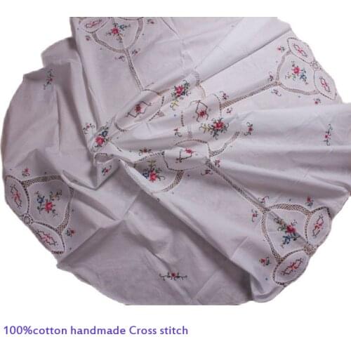 Pastoral lace cotton handmade Cross stitch Tablecloth dining tea Table Cover cloth kitchen Christmas Wedding party home decor