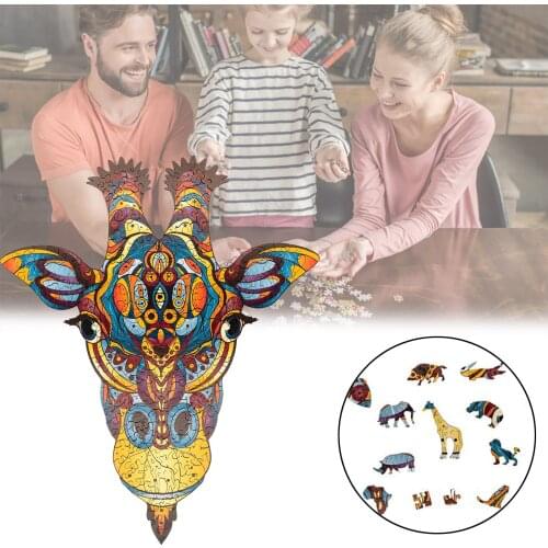 Houten puzzel 3D Building Block Puzzle Quality Cow Puzzle Adult Children Gift Wooden Irregular Animals Puzzle en bois animaux W