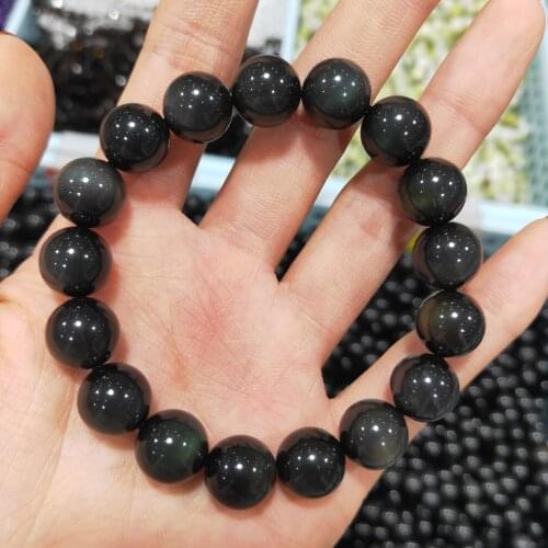 Rainbow Obsidian bracelet natural color Obsidian Crystal Bracelet Men Women Buddha Bracelets Yoga Jewelry