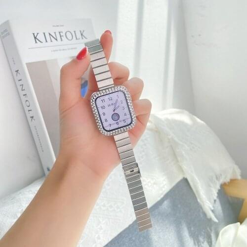 Popular Slim Stainless Steel Strap for Apple Watch Band 40/44mm Metal Chain Link Bracelet Correa for iWatch 6SE 5 4 3 2 38/42mm