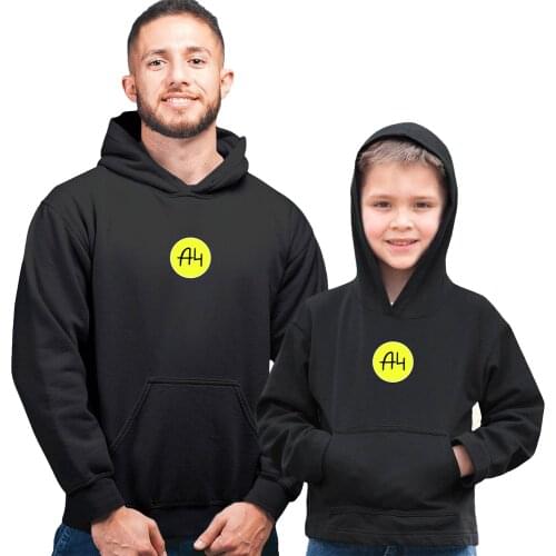 Family Sets Childrens New Merch A4 Printed Hoodies Boys Autumn Winter Thicked Fleece Hooded Sweatshirts Girls Pullover Tops