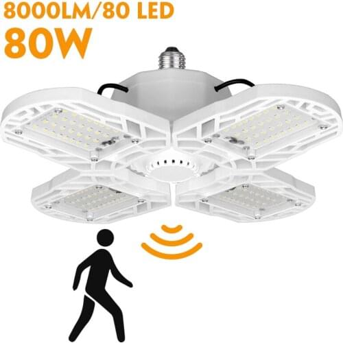 Smuxi 80W Sensor Led Garage Light Lamps Industrial for Workshop Warehouse Garage Lighting High Bay Light Garage Accessories