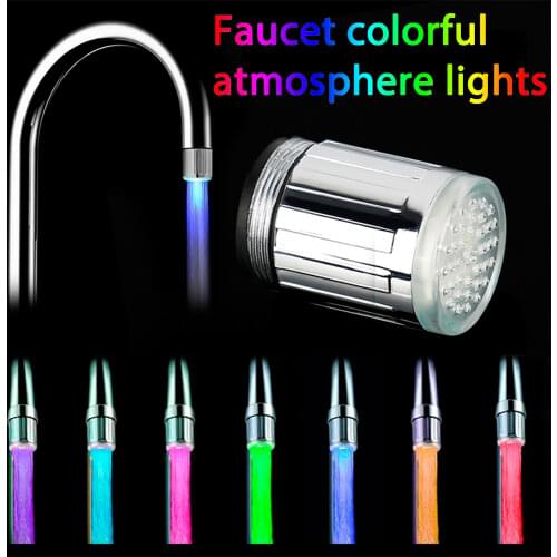 LED Faucet Streaming Lamp 7-color Variable Light Shower Faucet Pressure Sensor Bathroom Temperature Kitchen Accessories
