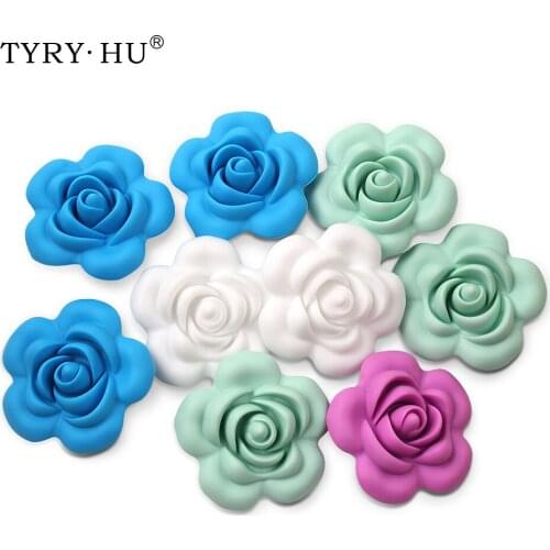 TYRY.HU 10pcs 40mm Baby Teether Accessories Silicone Teething Beads For Teething bebe Nursing Mon Food Grade Silicone