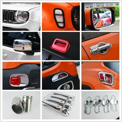 2016-2018 Mirror Lamp Light Handle Cover Overlay Trims Bumper Frame Panel Chrome Car Styling For Jeep Renegade Accessories