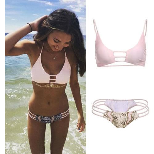 2020 Women Bandage Push-Up Padded Swimsuit Bathing Beachwear Beach Bathing Sexy Hollow Out Bikini Set Swimwear