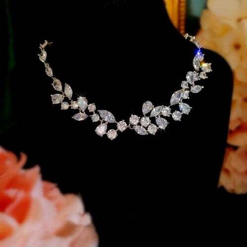 Necklaces Pendants For Women S925 Silver Cubic Zirconia Wreath Drawstring Adjustable Clavicle Chain Choker Bridal Fine Jewelry