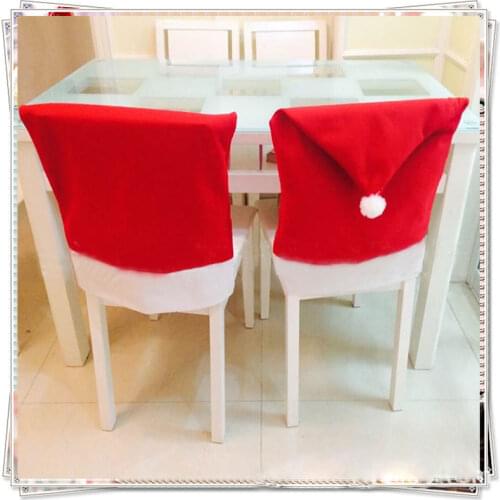 1 PCS Santa Claus Red Hat Chair Back Cover Christmas Decoration for Home Party Holiday Christmas Dinner Table Decor
