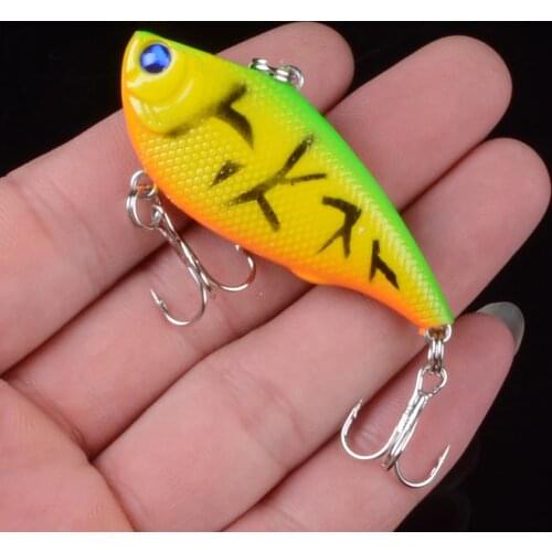 1pcs 5.5cm/7.2g Hard Fishing Lure VIB Bait 3D eyes With Lead Inside Diving Swivel Jig Wing Wobbler Crankbait 3D Eyes