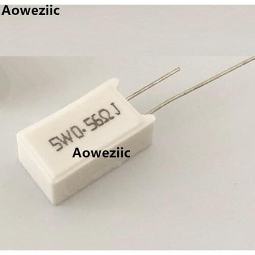 10pcs/lot) 5W 0.56 ohm +/-5% Vertical cement resistor / 5WR56J ohm 5% Cement resistance / 5W0.56RJ Ceramic resistor 5W0.56ΩJ
