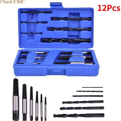 12PCS 19*10*4.5cm Damaged Broken Screw Extractor Drill Bit Screw Extractor Set Bolt Remover Tools