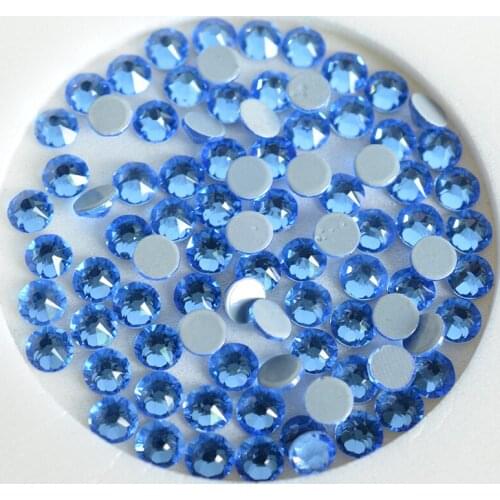 16 Cut Crystal Rhinestones Light Sapphire Iron On Glass Stones hot back SS16 SS20 Hotfix Rhinestones DIY Wedding Dress