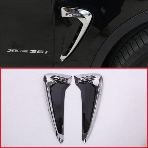2Pcs For BMW X Series X5 F15 X5M F85 Shark Gills Side Vent Stickers ABS Car Front Fender Side Air Vent Cover Trim 14